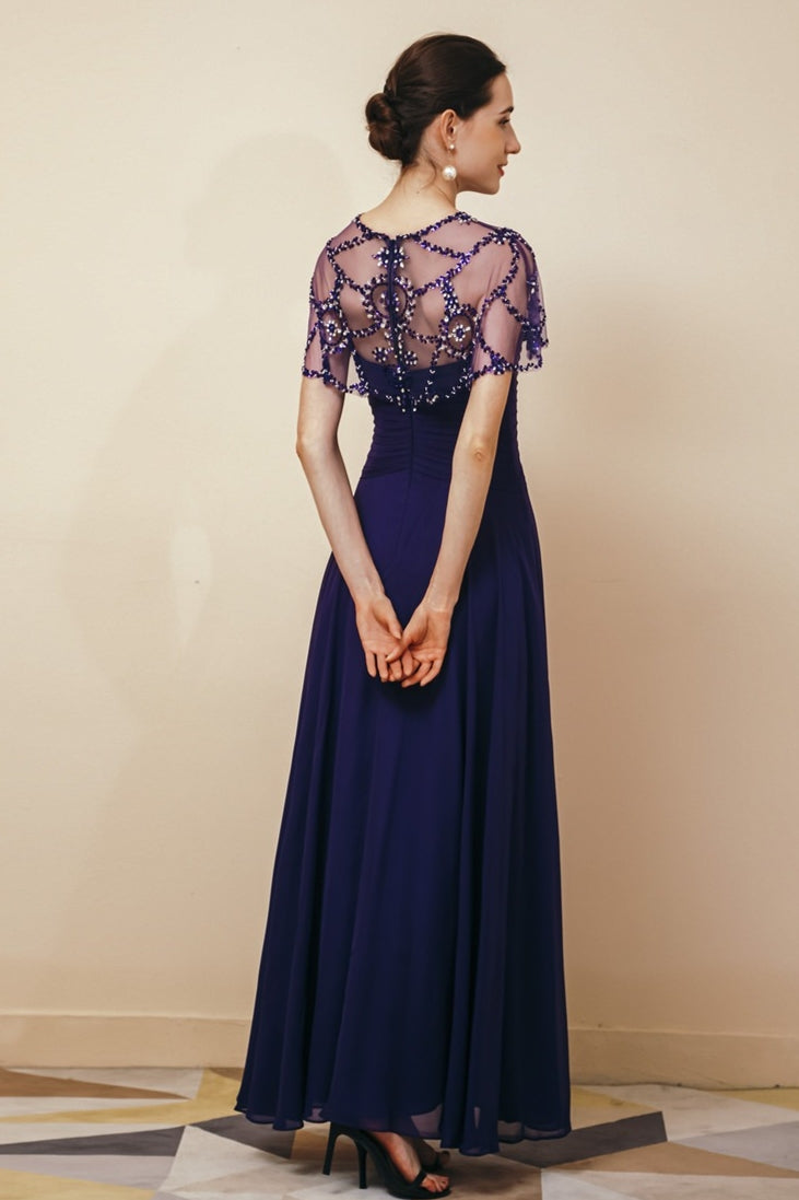 Elegant Green Chiffon A-line Long Mother of the Bride Dress