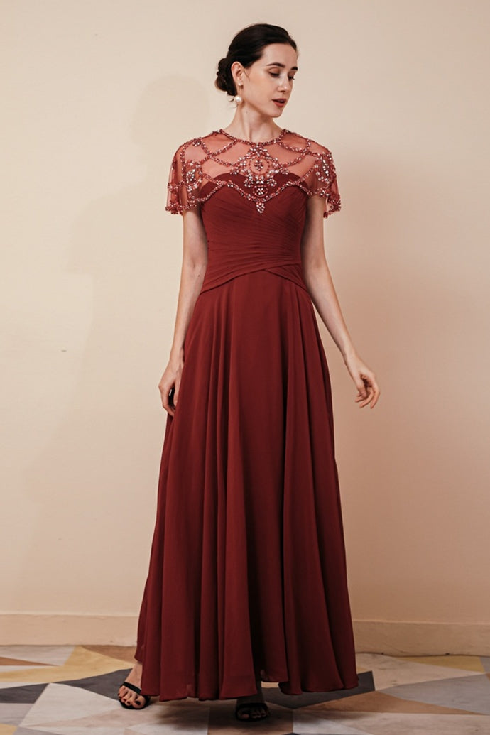 Elegant Green Chiffon A-line Long Mother of the Bride Dress