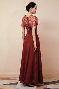 Elegant Green Chiffon A-line Long Mother of the Bride Dress