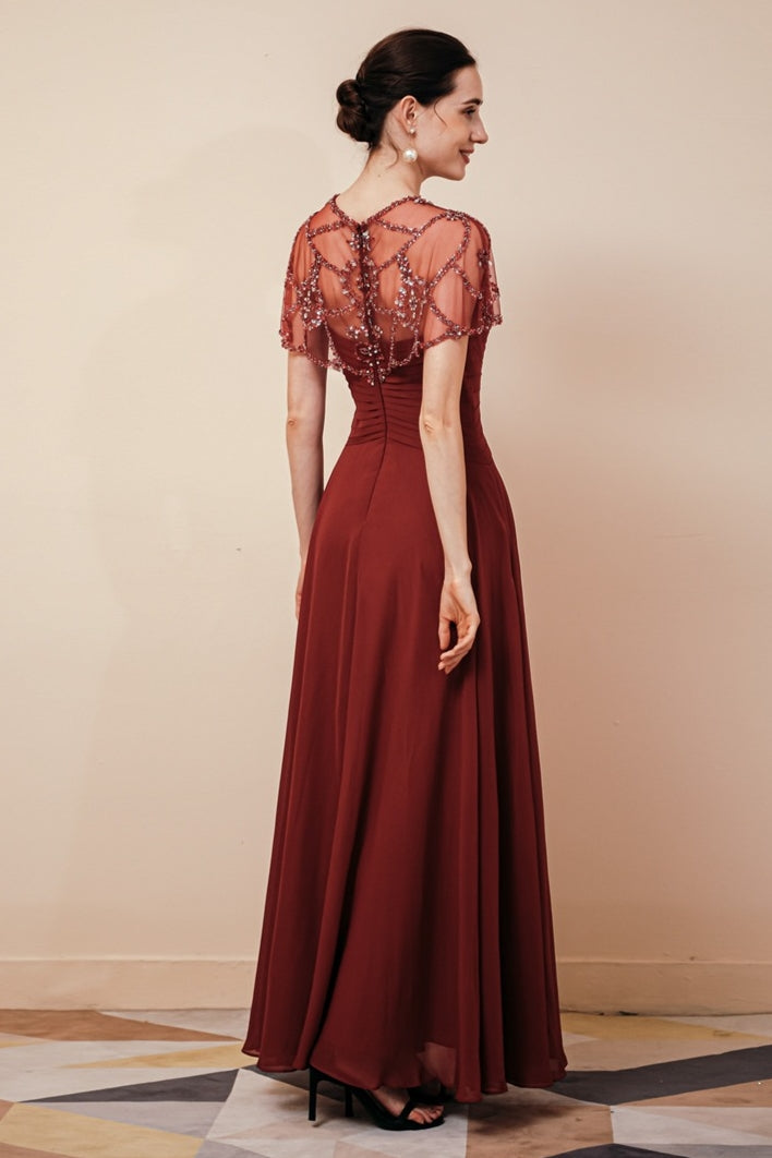 Elegant Green Chiffon A-line Long Mother of the Bride Dress