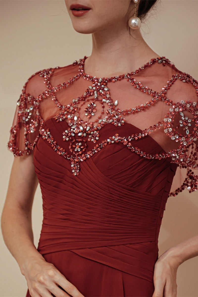 Elegant Green Chiffon A-line Long Mother of the Bride Dress