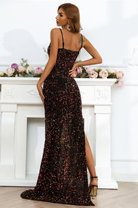 Sexy Sequins Mermaid Side Slit Long Party Dress
