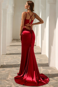 Baby Blue Mermaid V Neck Formal Dress