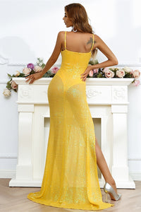 Sexy Yellow Mermaid See Through Long Dress