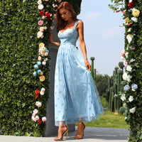 Princess Blue A-line Tea Length Party Dress
