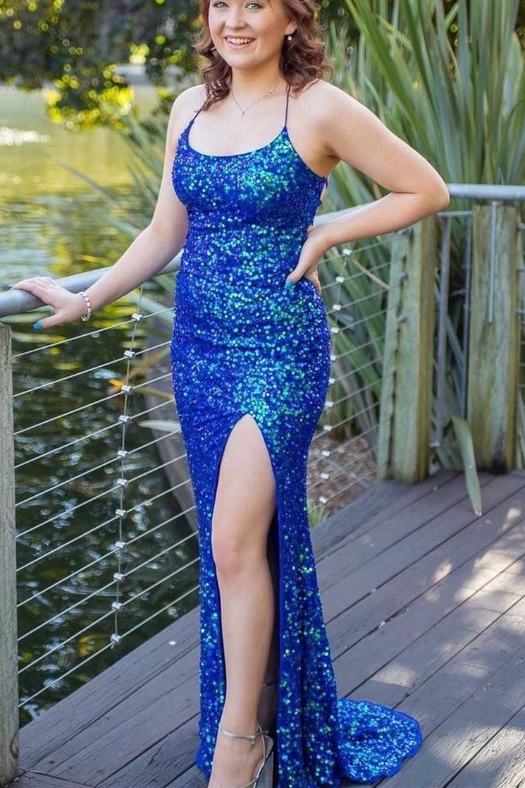 Emerald Green Sequins Mermaid Long Formal Dress