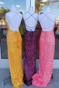 Glitters Sequins Mermaid Lace-up Back Prom Dress