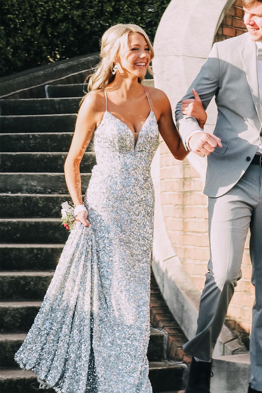 Silver Sequin Mermaid Long Formal Dress