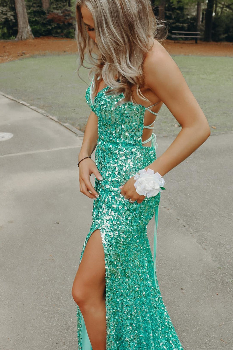 Silver Sequin Mermaid Long Formal Dress