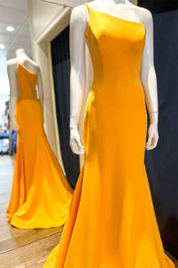 Simple One Shoulder Mermaid Long Formal Dress