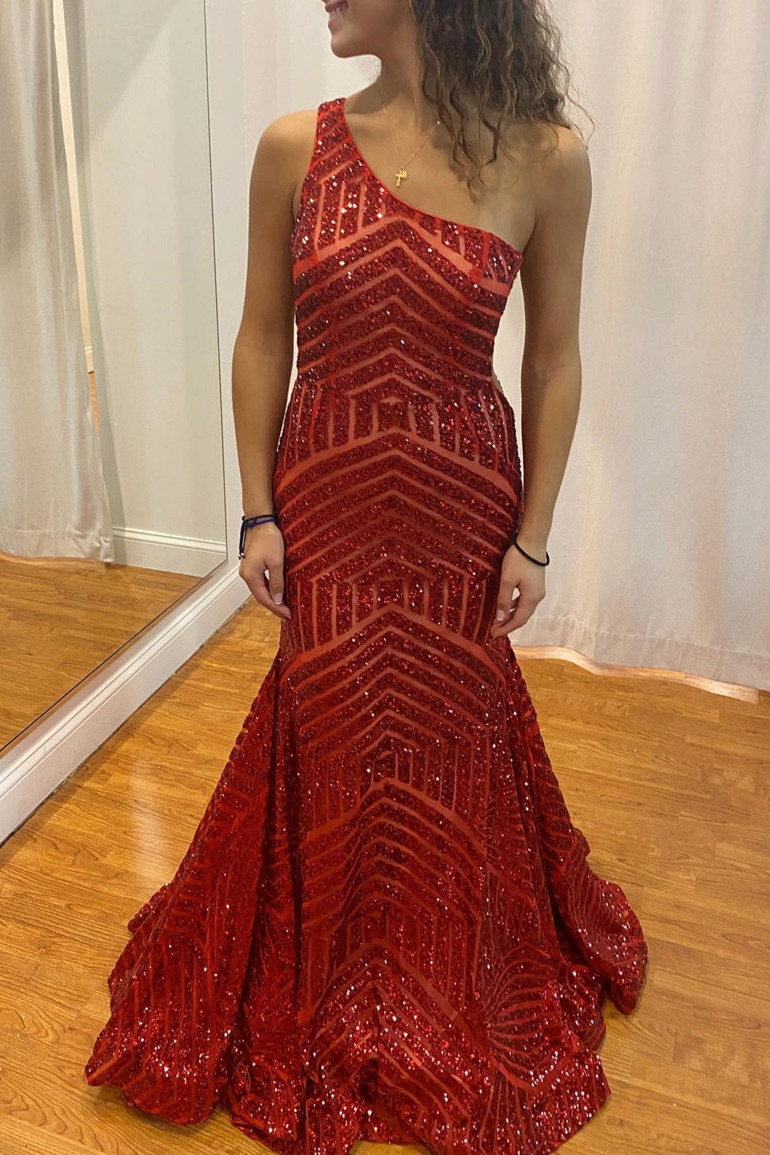 Red Sequin Mermaid Long Formal Dress