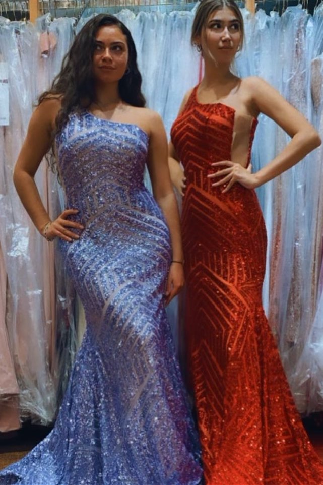 Red Sequin Mermaid Long Formal Dress