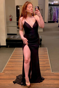 Simply Mermaid Black Straps Long Formal Dress