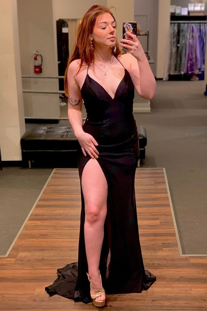 Simply Mermaid Black Straps Long Formal Dress