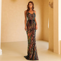 Elegant Black and Sequins Mermaid Long Evening Dress