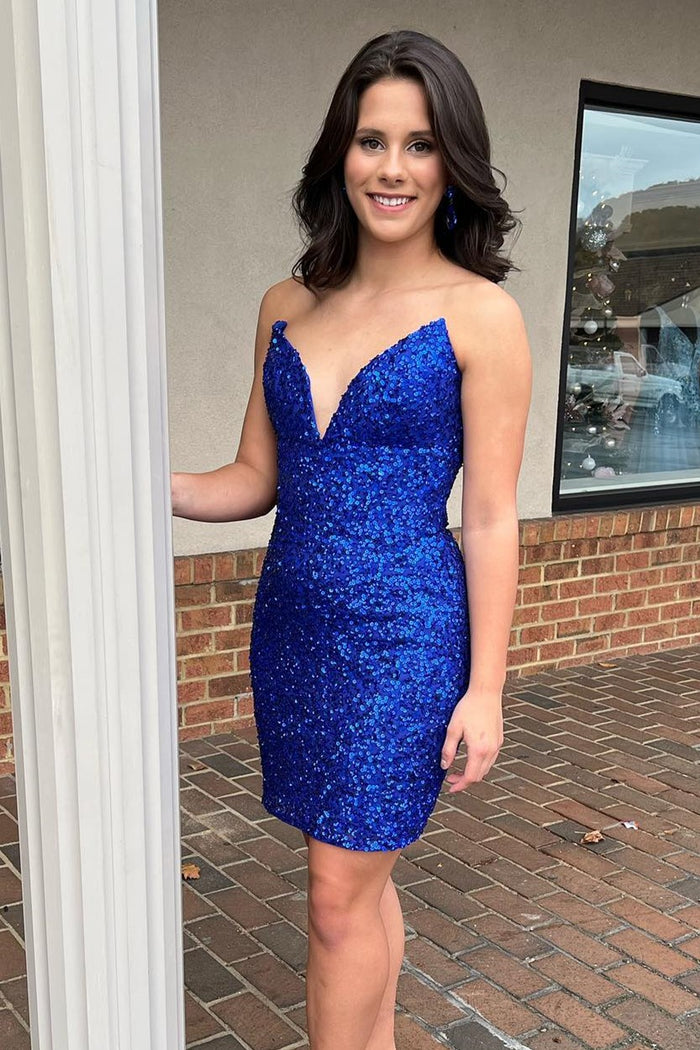 Royal Blue Sequin Bodycon Mini Dress