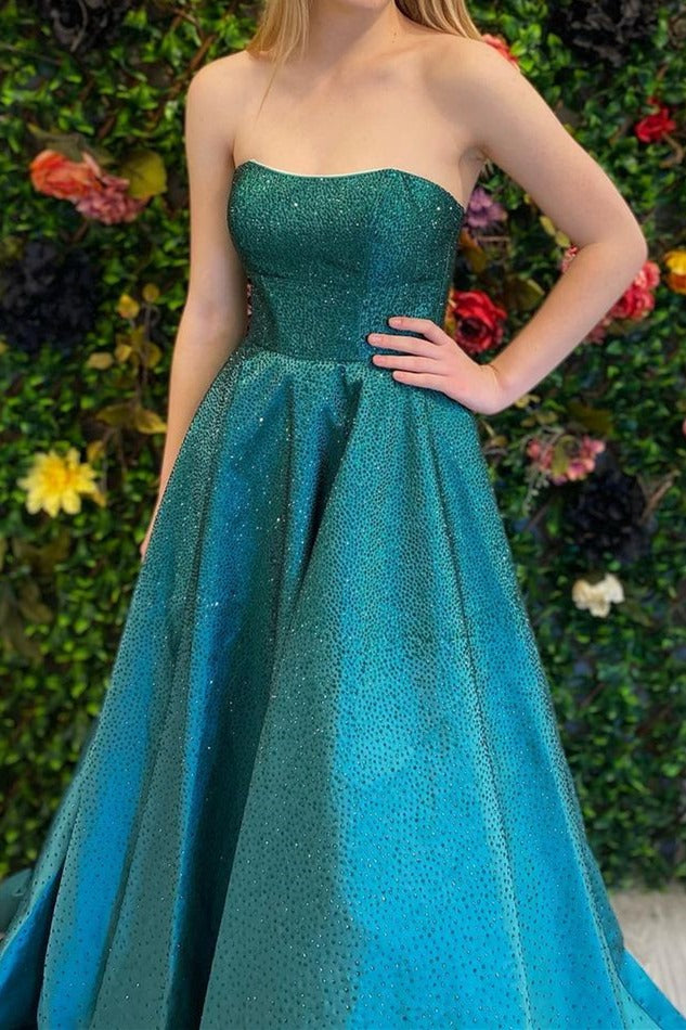 Strapless Red A-line Stunning Long Prom Gown