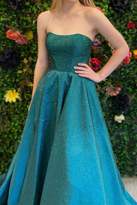 Strapless Red A-line Stunning Long Prom Gown