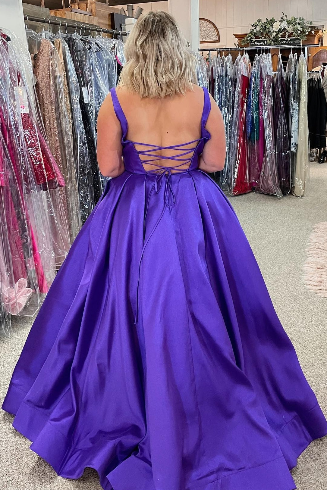 Simple Purple A-line Long Prom Dress with Pockets