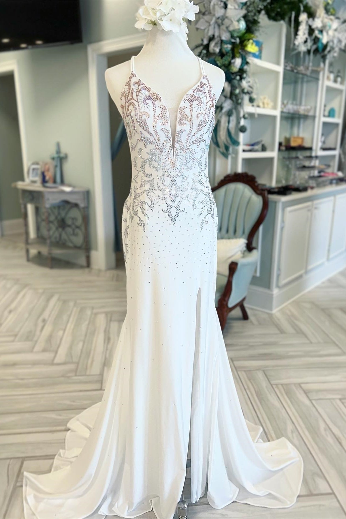 Beaded Royal Blue Mermaid Long Formal Dress