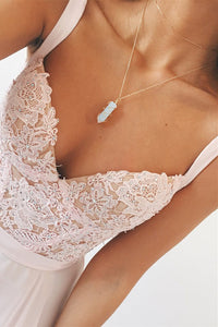 Elegant A-line V-neck Long Chiffon Pink Long Prom Dress