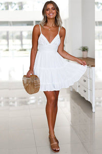 Empire Straps White Lace Dress