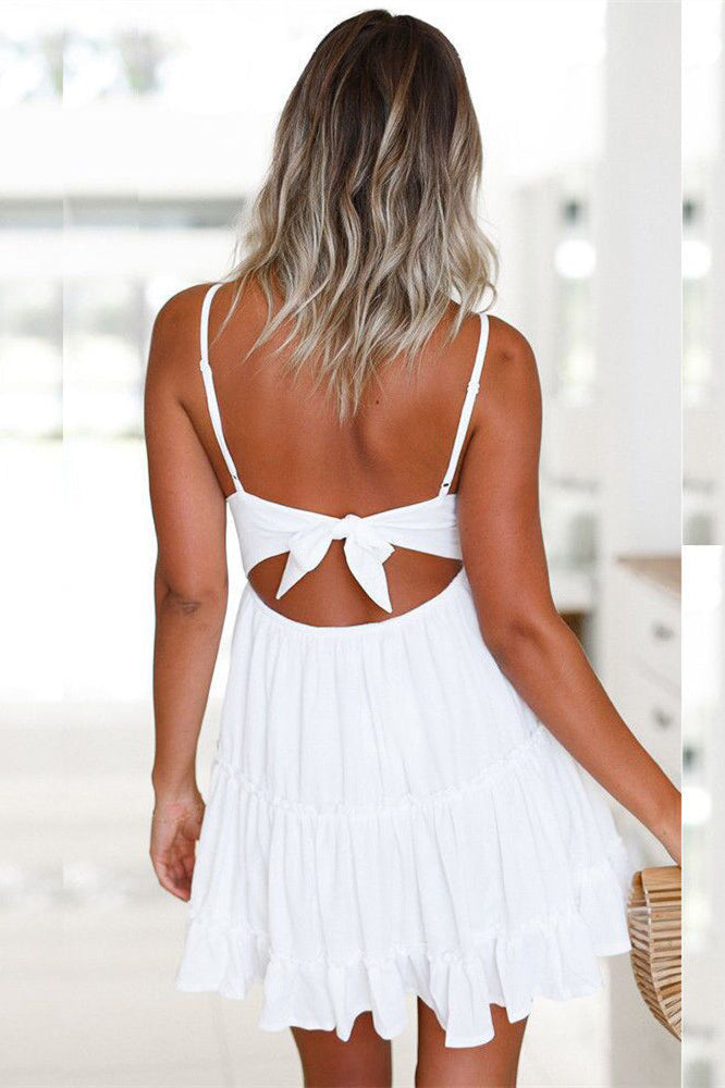 Empire Straps White Lace Dress