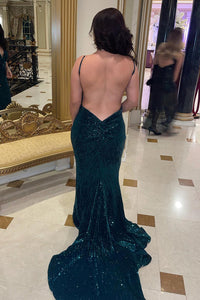 Mermaid V-Neck Sequins Silver Prom Dress