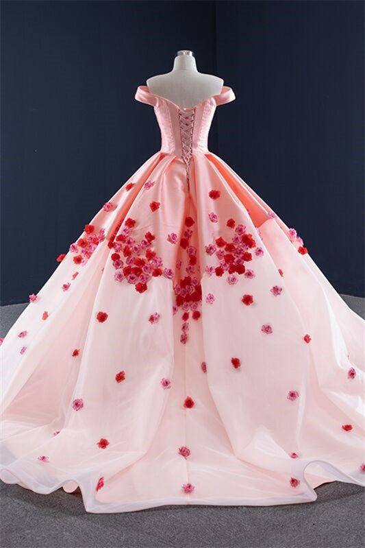 Off the Shoulder Pink Ball Gown