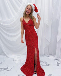 Sparkle Mermaid Sequin Long Prom Dress with Slit