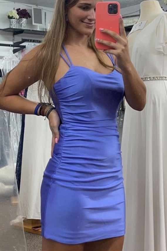 Orange Spaghetti Straps Bodycon Homecoming Dress