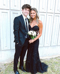 Sweetheart Hot Pink Lace Appliques Prom Dress