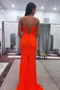 Mermaid Purple Sequin Long Prom Dress with Slit