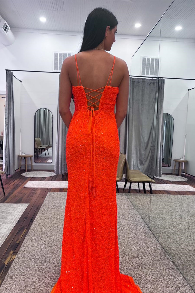 Mermaid Purple Sequin Long Prom Dress with Slit