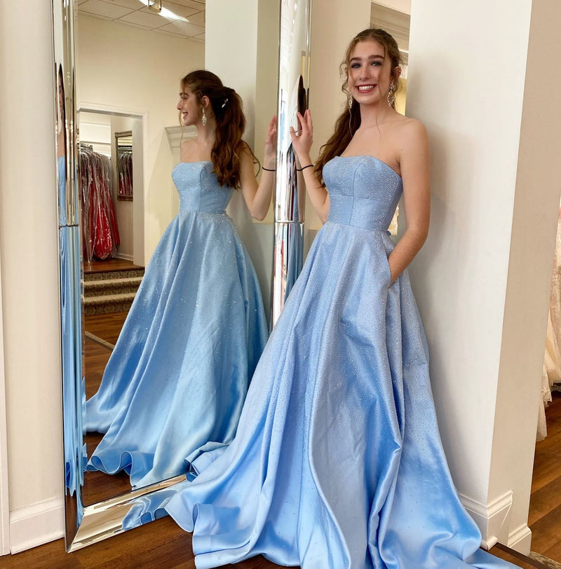 Strapless Red A-line Stunning Long Prom Gown