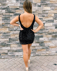 Purple Sequins Plunge Mini Homecoming Dress