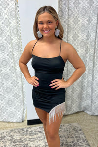 Green Scoop Neck Fringe Short Homecoming Dress