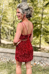 Two Piece Blue Sequins Tight Homecoming Dress